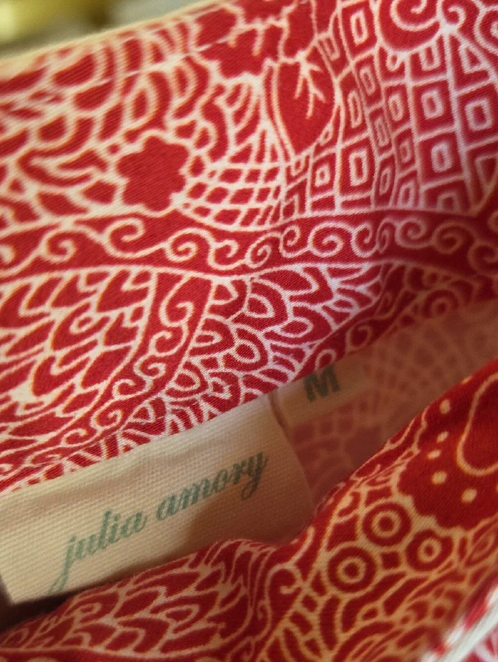 Printed Wide-Leg Cotton Pants in Pinky Red White Floral Paisley Medium (S) - Picture 2 of 12